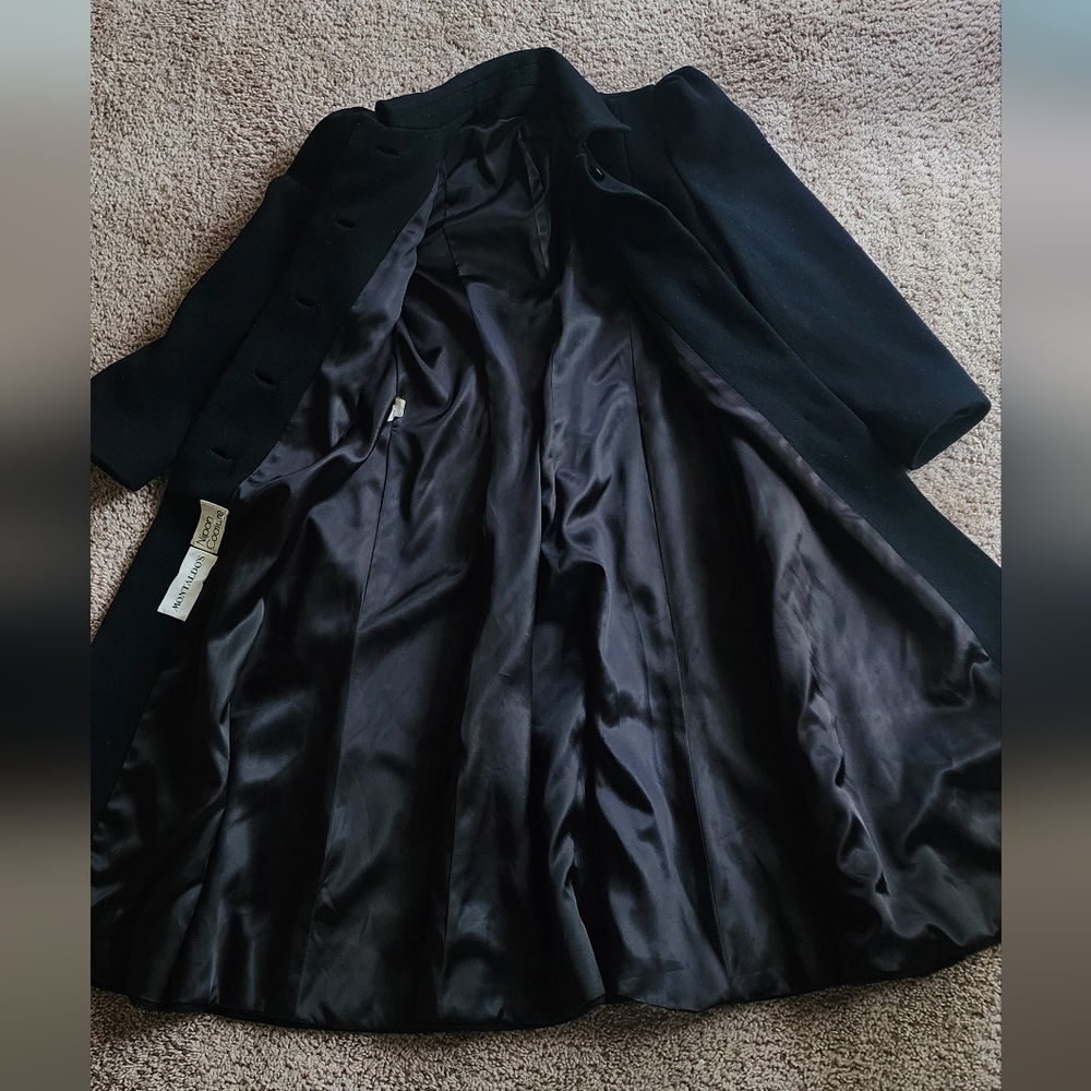 Montaldo's Nipan Coature Vintage Wool Elegant Black Long Coat Sz 10 - Picture 11 of 16